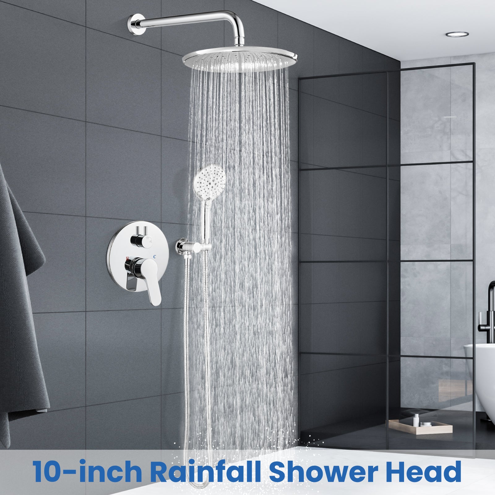 NEW 2024 IN BOX 10” Complete Chrome Rainfall Shower System