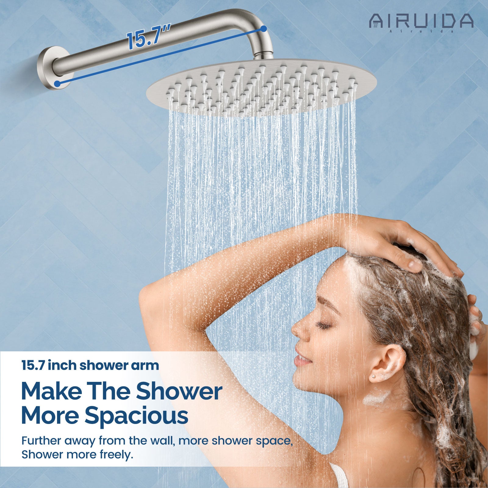 Airuida Shower Faucet Set,Shower Trim Kit with Female Threads Rough-in Valve,Wall Mount SUS304 8 Inch Round Shower Head and Handle Set,Rainfall Shower System without Tub Spout Brushed Nickel