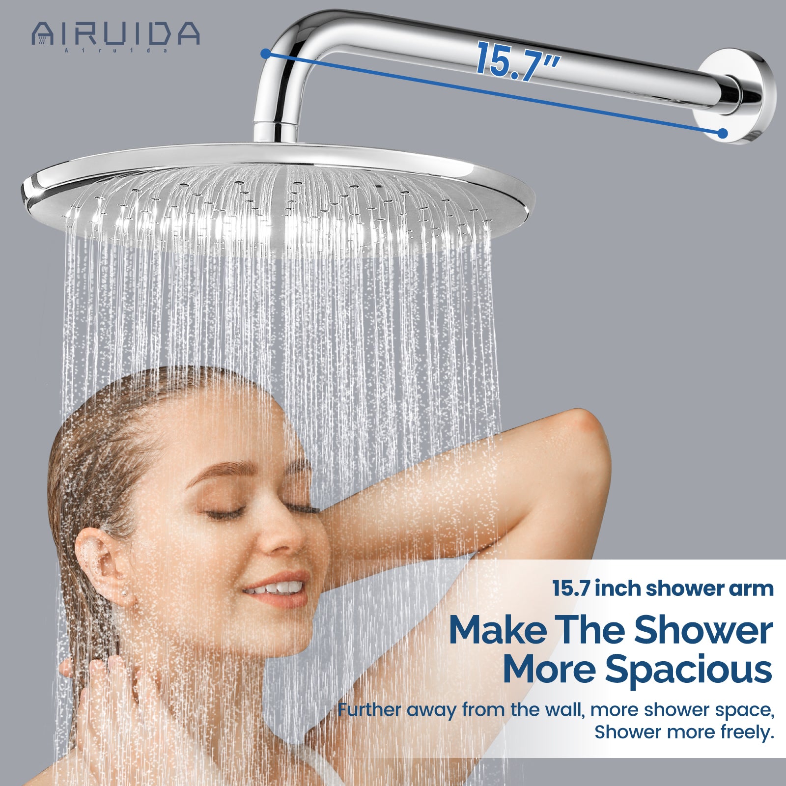 Airuida Chrome Polish Shower Fixtures Wall Mount 2 Functions Rain Shower System 10 Inches Round Rainfall Shower Head Shower Faucet Set with Pressure Balance Valve ABS Shower Handheld Shower