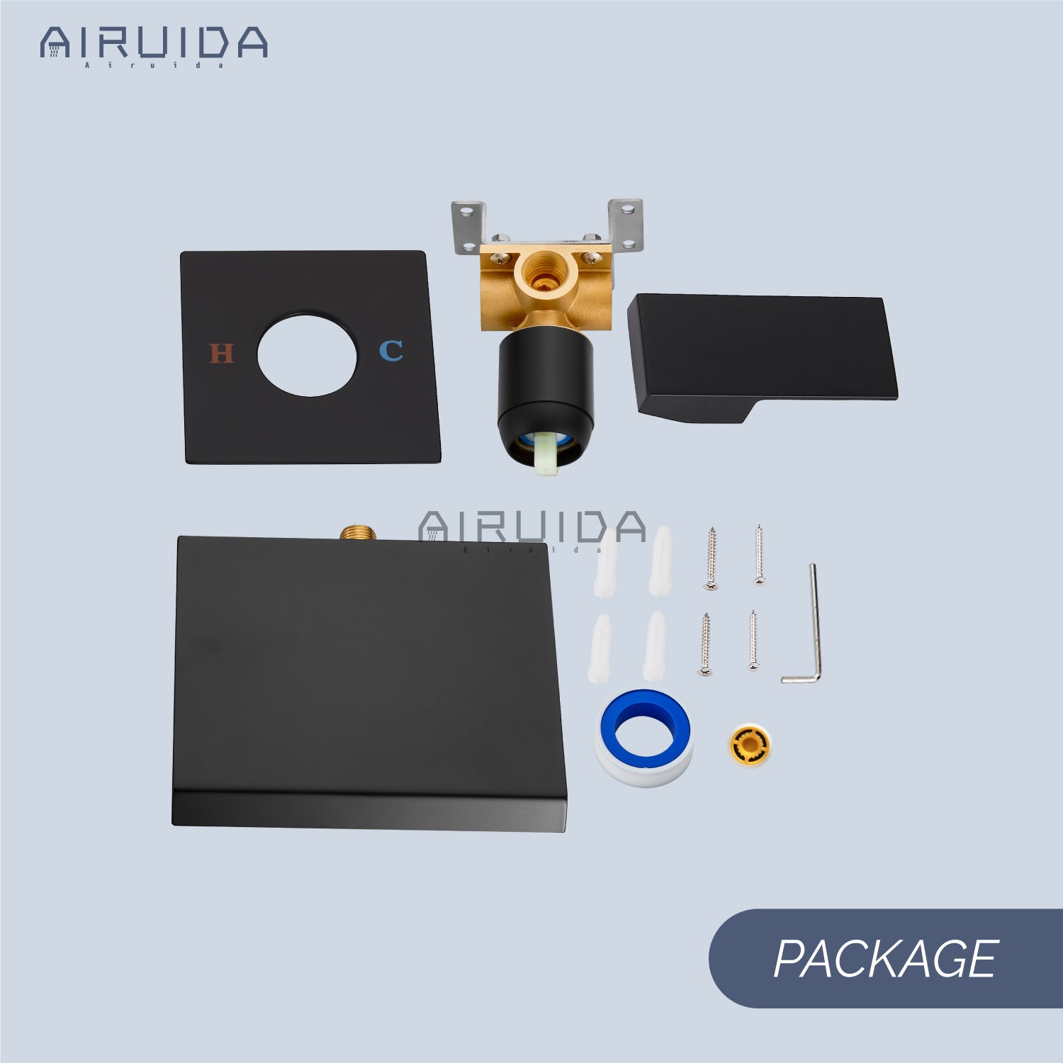 Airuida Waterfall Bathtub Faucet Set Wall Mount Tub Filler Tub Spout S